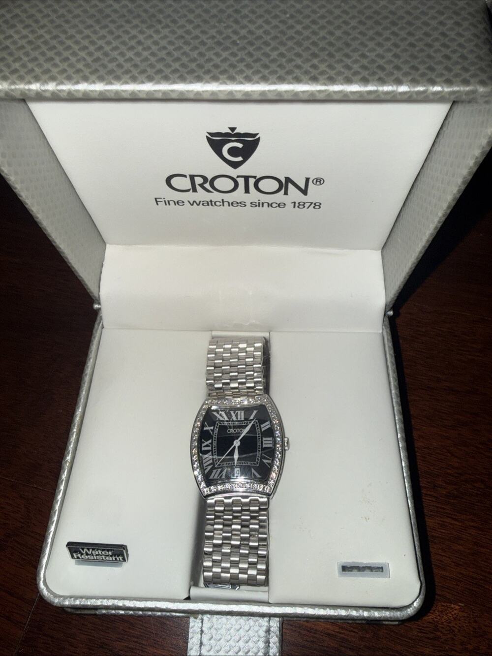 croton silver sapphire crystal watch
